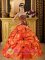 Starkville Mississippi/MS Strapless Embroidery and Appliques for Orange Sweet Pick-ups Quinceanera Dress Taffeta