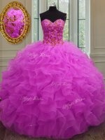 Most Popular Sweetheart Sleeveless Organza 15th Birthday Dress Beading and Ruffles Lace Up(SKU PSSW076-9BIZ)