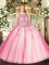 Scoop Sleeveless Tulle Vestidos de Quinceanera Beading and Appliques Zipper