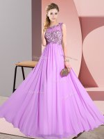 Delicate Lilac Scoop Neckline Beading and Appliques Quinceanera Court of Honor Dress Sleeveless Backless