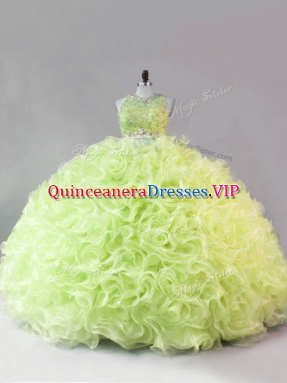 Eye-catching Yellow Green Scoop Zipper Beading and Ruffles Sweet 16 Dress Sleeveless - Click Image to Close