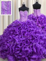 Floor Length Lace Up Sweet 16 Dress Eggplant Purple for Military Ball and Sweet 16 and Quinceanera with Beading(SKU PSSW0506BIZ)