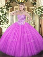 Sweet Ball Gowns Sweet 16 Dress Lilac Sweetheart Tulle Sleeveless Floor Length Lace Up