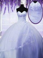 Fantastic Light Blue Vestidos de Quinceanera Military Ball and Sweet 16 and Quinceanera with Appliques Sweetheart Sleeveless Lace Up