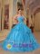 Glistening Sequin and Organza With Bows Formal Baby Blue Strapless Quinceanera Dress Ball Gown In Hill City Kansas/KS