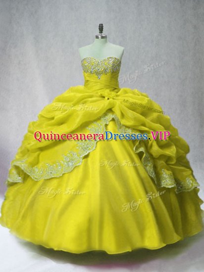 New Arrival Sweetheart Sleeveless Organza Quinceanera Dresses Beading and Appliques and Pick Ups Lace Up - Click Image to Close