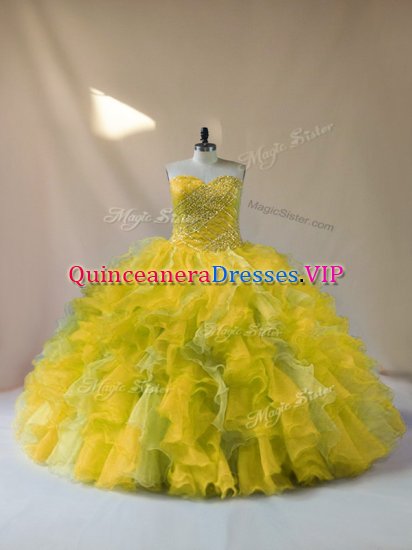 Multi-color Quinceanera Dresses Sweet 16 and Quinceanera with Beading and Ruffles Sweetheart Sleeveless Lace Up - Click Image to Close