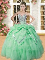 Sleeveless Lace Up Floor Length Beading and Pick Ups Quinceanera Gown