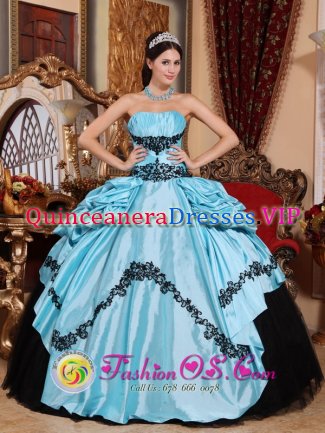 Laramie Wyoming/WY Simple Baby Blue and Black Gorgeous Quinceanera Dress With Appliques Custom Made