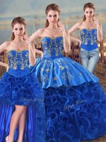 Glamorous Fabric With Rolling Flowers Sweetheart Sleeveless Lace Up Embroidery and Ruffles Vestidos de Quinceanera in Royal Blue(SKU PSSW1159MTDTA2BBIZ)