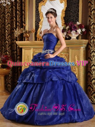 Esperanza Dominican Republic Strapless Ruched Bodice Sweet 16 Dress With Appliques and Pick-ups In South Carolina