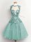 Trendy Light Blue Lace Up Quinceanera Dama Dress Lace Sleeveless Knee Length