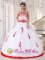 Bear Delaware/ DE Pretty White and red Quinceanera Dress With Strapless Satin and Organza Appliques Decorate