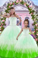 Tulle Sweetheart Sleeveless Lace Up Beading Quinceanera Gown in Multi-color