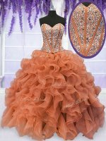 Colorful Sweetheart Sleeveless Organza Vestidos de Quinceanera Beading and Ruffles Lace Up