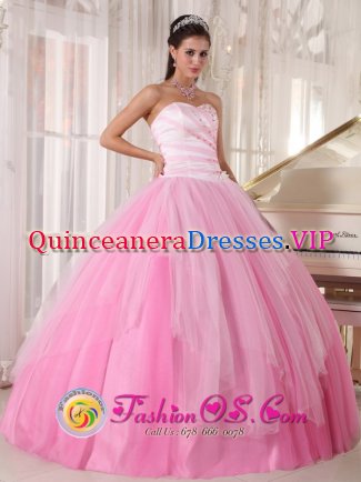 Milford Pennsylvania/PA Beaded Bodice With Pink Sweetheart Neckline In California Quinceanera Dress