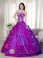 Dover Delaware/ DE Fashionable Purple Strapless Taffeta Appliques Decorate Quinceanera Dress