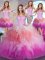 Top Selling Four Piece Multi-color Sleeveless Tulle Lace Up Sweet 16 Quinceanera Dress for Military Ball and Sweet 16 and Quinceanera