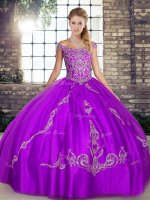 Purple Sleeveless Tulle Lace Up Vestidos de Quinceanera for Military Ball and Sweet 16 and Quinceanera