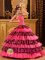 Etela-Pohjanmaa Finland Organza and Zebra Layers Hot Pink Quinceanera Dress With Sweetheart and Beading Decorate Ball Gown