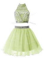 Stunning Yellow Green High-neck Zipper Beading Quinceanera Court Dresses Sleeveless(SKU SWBD131-15BIZ)