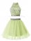 Stunning Yellow Green High-neck Zipper Beading Quinceanera Court Dresses Sleeveless