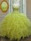 Graceful Yellow Green Sleeveless Floor Length Beading and Ruffles Zipper Vestidos de Quinceanera