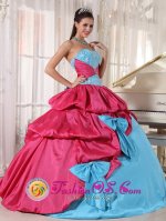 Levittown Pennsylvania/PA Sweetheart Neckline With Brand New Style Aqua Blue and Hot Pink Quinceanera Dress