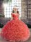 Red Straps Neckline Beading and Ruching Little Girl Pageant Dress Sleeveless Lace Up