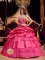 Anaheim CA Stylish Pretty Hot Pink Appliques Quinceanera Dress With Ruffles Sweetheart Ball Gown Taffeta