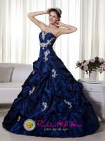 Nagua Dominican Republic Jarabacoa Dominican Republic Remarkable A-line Navy Blue Quinceanera Dress With Appliques and Pick-ups Sweetheart(SKU MLXN080y-2BIZ)