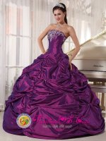 Eggplant Purple Nantucket Massachusetts/MA Quinceanera Dress with Strapless Embroidery Formal Style Taffeta Ball Gown(SKU PDZY681J9BIZ)