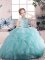 Affordable Floor Length Ball Gowns Sleeveless Aqua Blue Little Girls Pageant Dress Wholesale Zipper