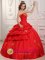 Utica Nebraska/NE Princess Strapless Appliques and Pick-ups For Wonderful Red Quinceanera Dress Sweetheart Taffeta