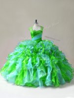 Great Multi-color Sleeveless Beading and Ruffles Floor Length Sweet 16 Dresses