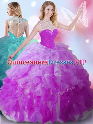 Beading Vestidos de Quinceanera Multi-color Zipper Sleeveless Floor Length