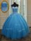 Hot Selling Floor Length Ball Gowns Sleeveless Baby Blue 15th Birthday Dress Lace Up