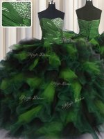 Dynamic Organza and Tulle Sleeveless Floor Length Quinceanera Dresses and Beading and Ruffles