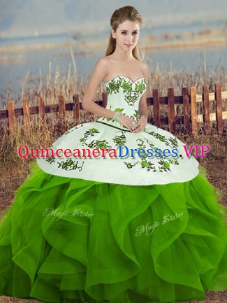 Clearance Floor Length Green Quinceanera Gown Sweetheart Sleeveless Lace Up