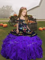 Trendy Purple Sleeveless Organza Lace Up Pageant Dress for Teens for Party and Wedding Party