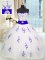 White Quinceanera Dresses Military Ball and Sweet 16 and Quinceanera with Embroidery and Belt Sweetheart Sleeveless Lace Up