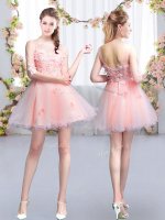 Glamorous Tulle Half Sleeves Mini Length Damas Dress and Appliques