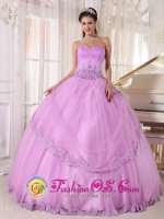 Seymour Indiana/IN Taffeta and Tulle Appliques Decorate Discount Lavender Quinceanera Dress