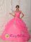 Hempstead NY For Prescott Valley V-neck Taffeta and Organza Appliques With Beading Decorate Bodice Latest Rose Pink Quinceanera Dress