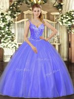 Amazing Sleeveless Floor Length Beading Lace Up Sweet 16 Quinceanera Dress with Lavender(SKU SJQDDT1075002-1BIZ)