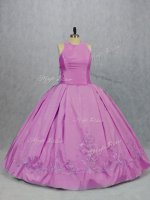 Sleeveless Satin Floor Length Lace Up 15th Birthday Dress in Lilac with Embroidery(SKU PSSW1035-5BIZ)