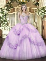 Tulle Sleeveless Floor Length Vestidos de Quinceanera and Beading and Appliques