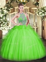 Beauteous Beading and Ruffles Quince Ball Gowns Lace Up Sleeveless Floor Length