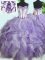 Fashion White And Purple Sleeveless Beading and Ruffles Floor Length Sweet 16 Dresses