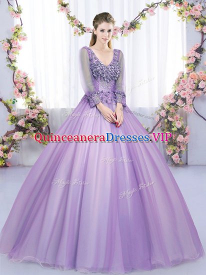 Most Popular Floor Length Ball Gowns Long Sleeves Lavender Vestidos de Quinceanera Zipper - Click Image to Close